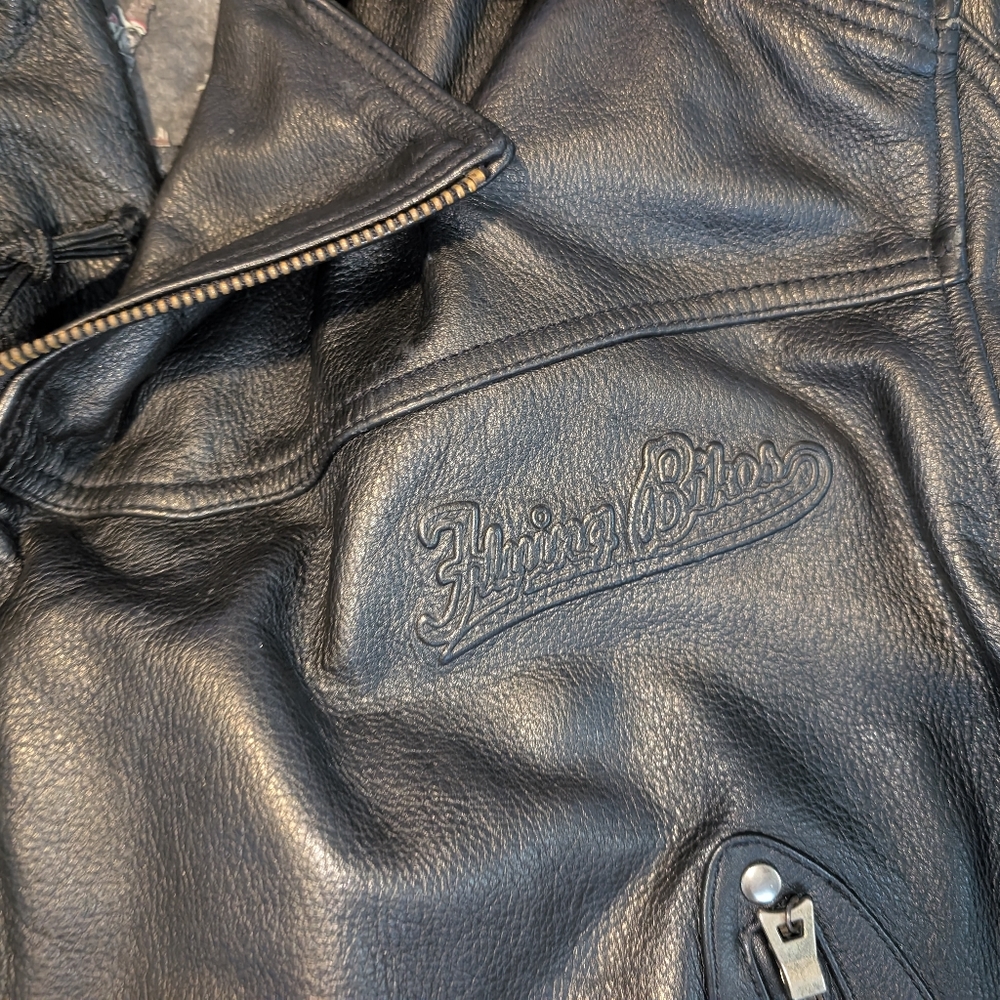 Flying Bikes Leather Jacket Men's Large - Picture 3 of 14